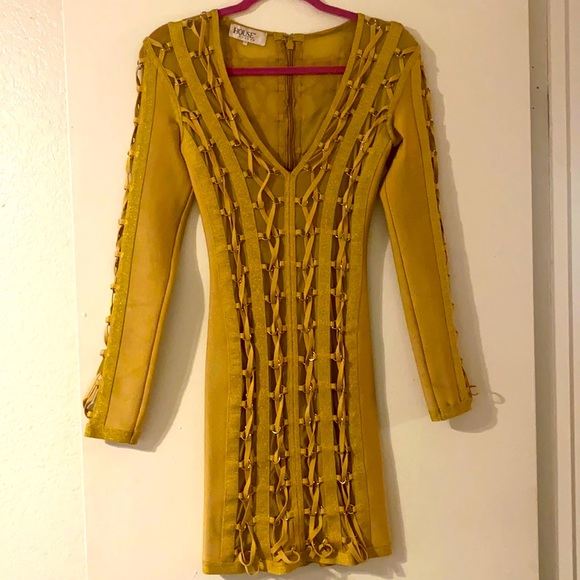 House of CB | Dresses | House Of Cb Gold Chain Bandage Dress Size Xs |  Poshmark